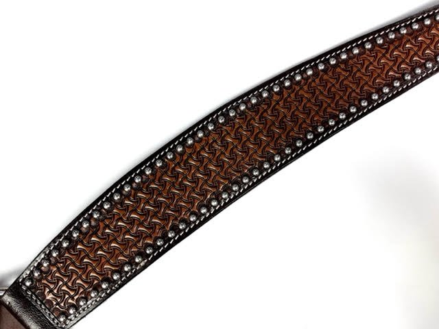 Ezy Ride Breastplate Shaped with Dots and Stamping Dark Brown - Aitken's Saddlery