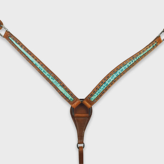 Ezy Ride Breastplate with Turquoise Croc Print - Aitken's Saddlery