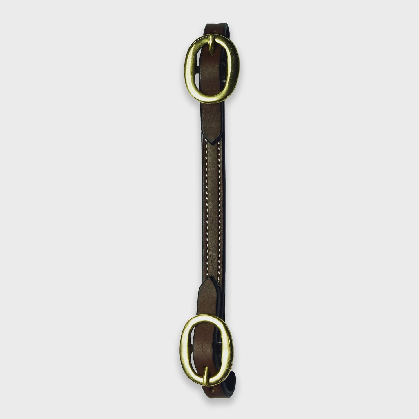 Ezy Ride Curb Strap with Brass Buckles Chocolate - Aitken's Saddlery