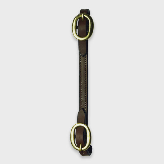 Ezy Ride Curb Strap with Brass Buckles Chocolate - Aitken's Saddlery