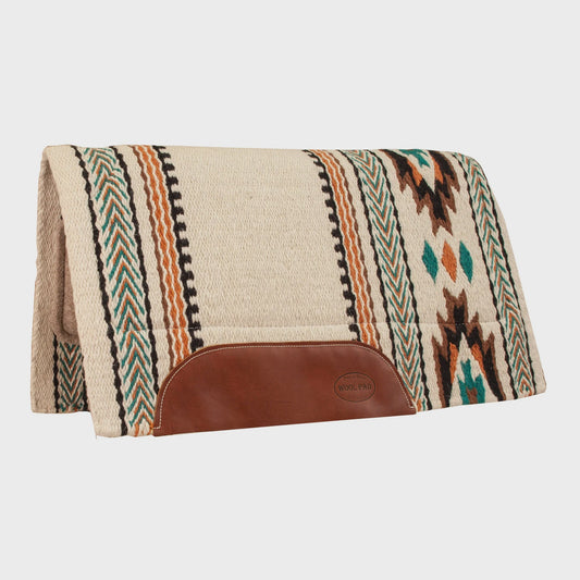 Ezy Ride Temecula Pad Wool Felt 36" x 34" Cream/Turquoise - Aitken's Saddlery