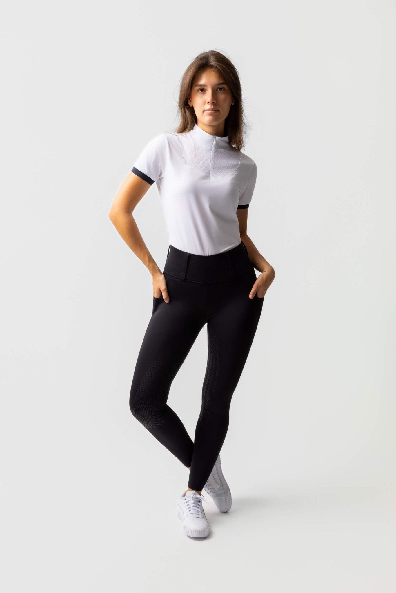 Horze Anya Full Grip Riding Tights Navy - Aitken's Saddlery