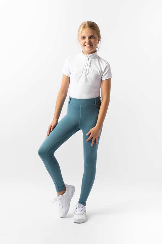 Horze Dea Jr Riding Tights Arctic Blue - Aitken's Saddlery