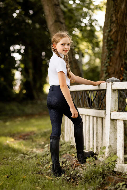Horze Dea Jr Riding Tights Navy Blue - Aitken's Saddlery