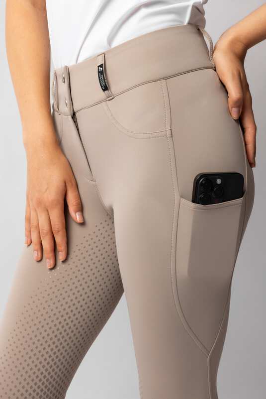 Horze Evelyn Full Grip Ladies Breeches Simply Taupe - Aitken's Saddlery