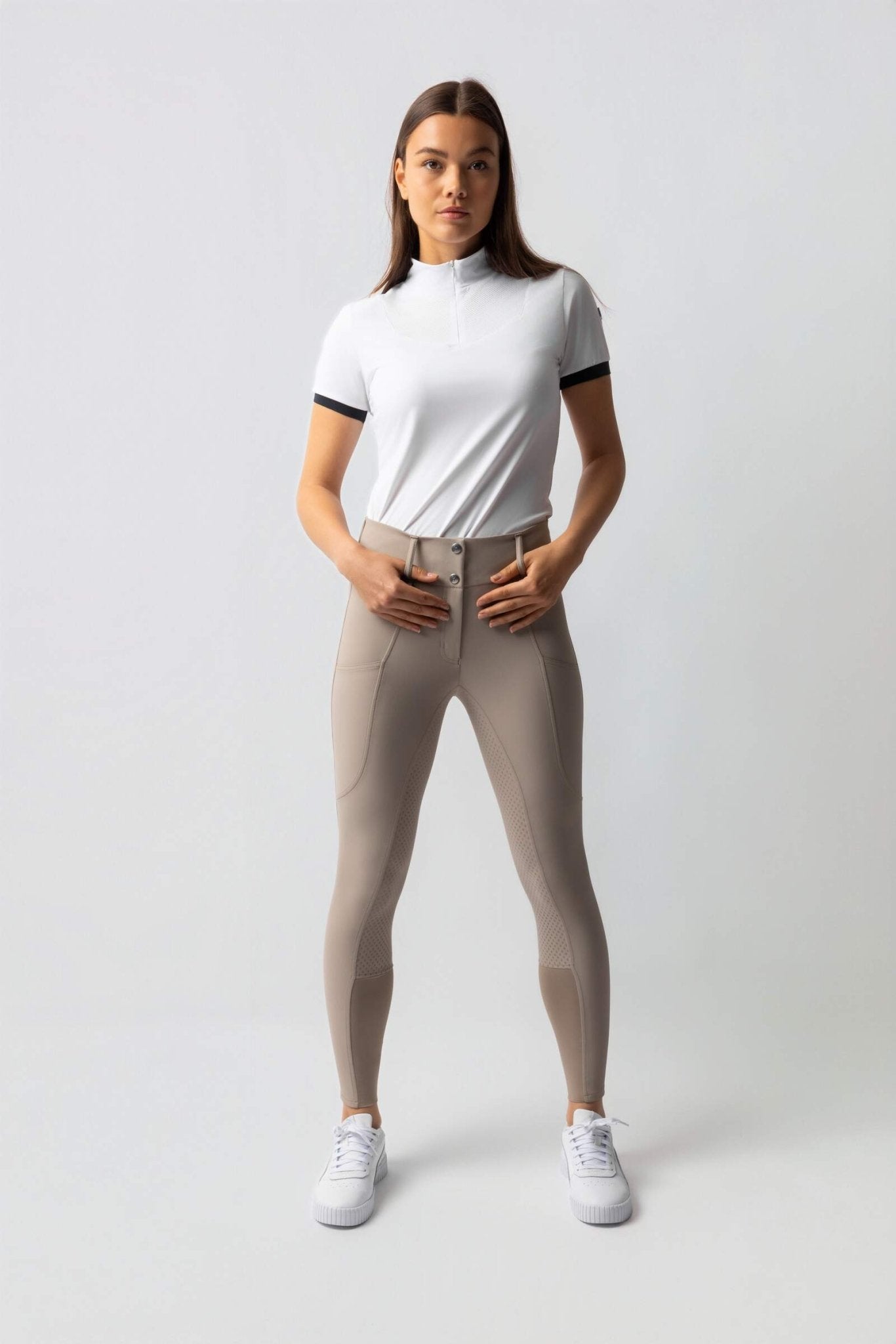 Horze Grand Prix Pro Ladies Breeches Simply Taupe - Aitken's Saddlery