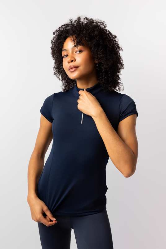 Horze Mina Training Ladies Shirt Navy - Aitken's Saddlery