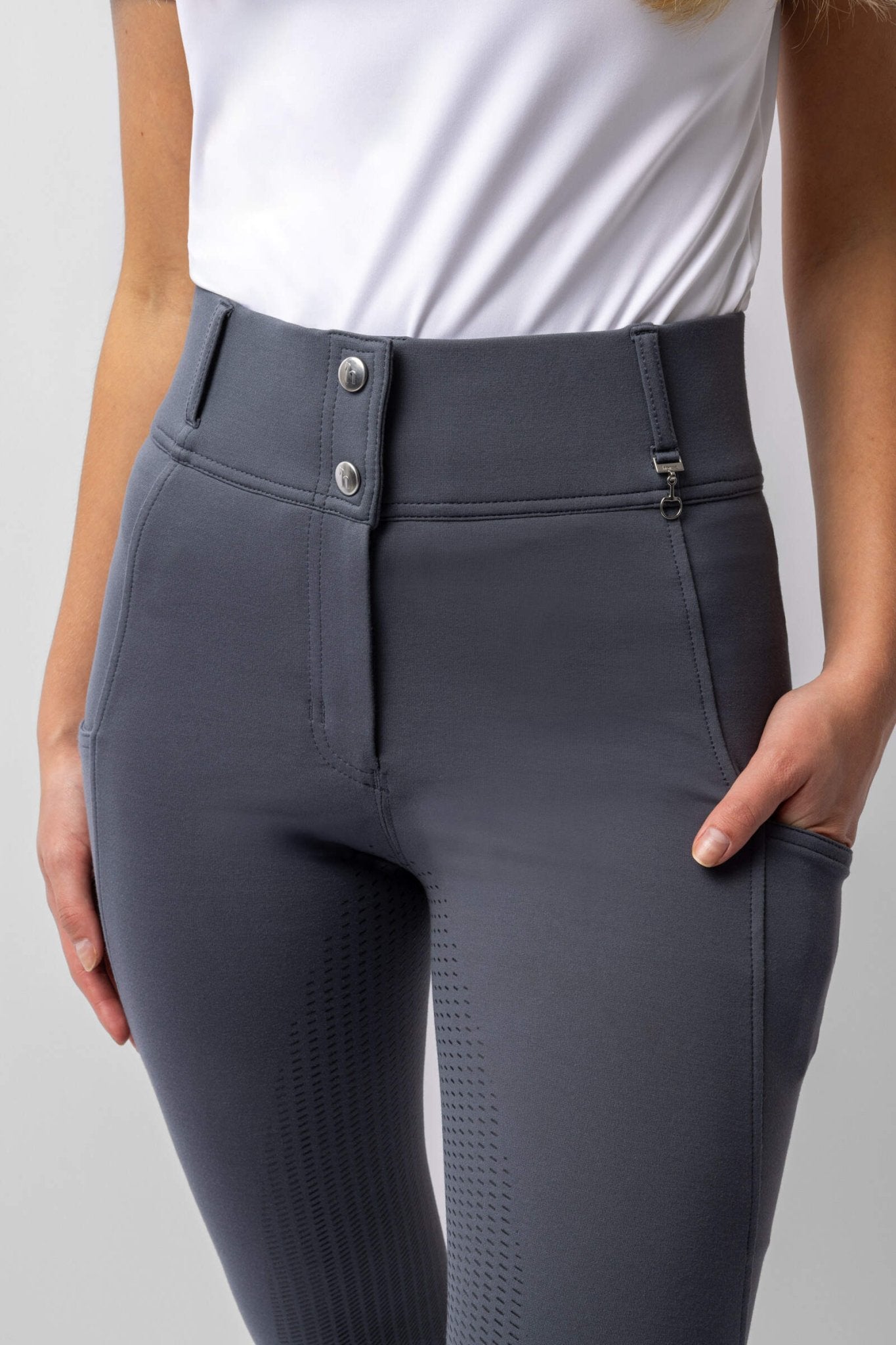 Horze Mira FG Ladies Breeches Thunder Cloud Blue - Aitken's Saddlery
