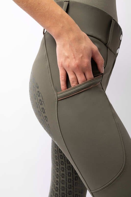Horze Noelle FG Ladies Breeches Olive Green - Aitken's Saddlery