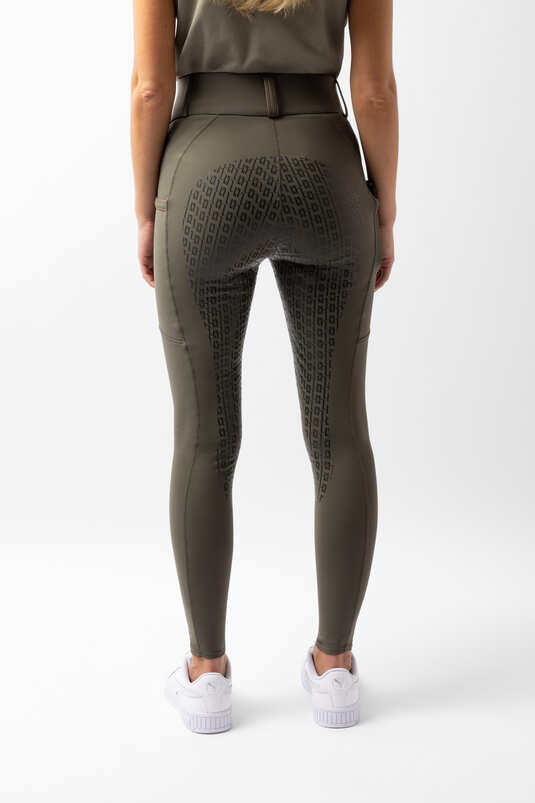 Horze Noelle FG Ladies Breeches Olive Green - Aitken's Saddlery