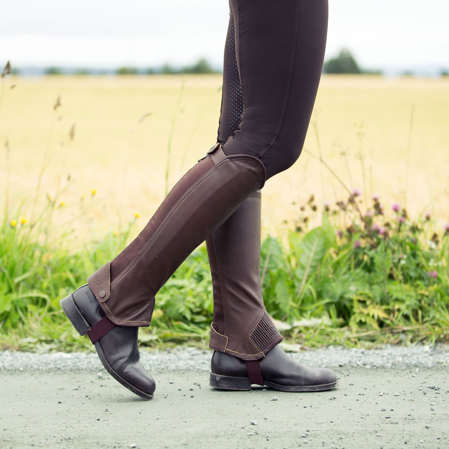 Horze Leather Half Chaps Dark Brown