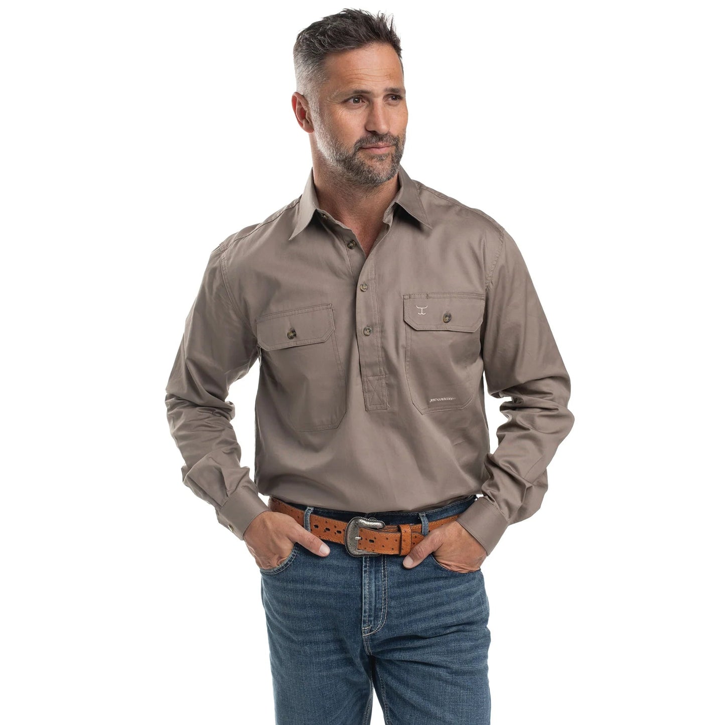 JCA Cameron Mens Workshirt Brown - Aitken's Saddlery