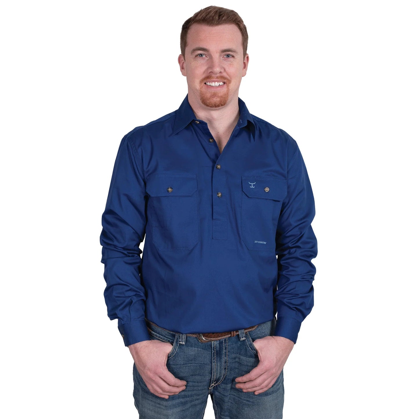 JCA Cameron Mens Workshirt Cobalt Blue - Aitken's Saddlery
