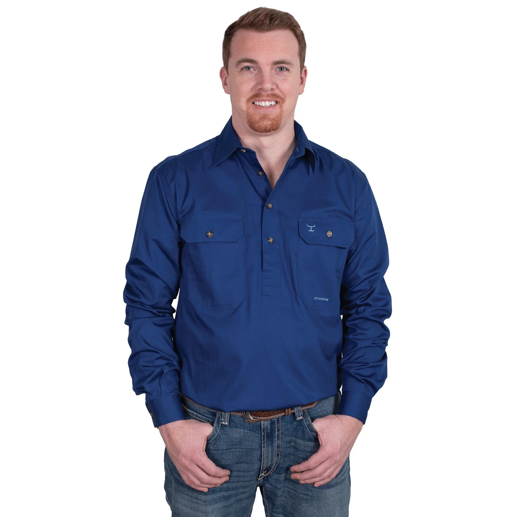 JCA Cameron Mens Workshirt Cobalt Blue - Aitken's Saddlery