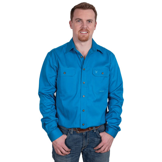 JCA Evans Mens Workshirt Blue Jewel - Aitken's Saddlery