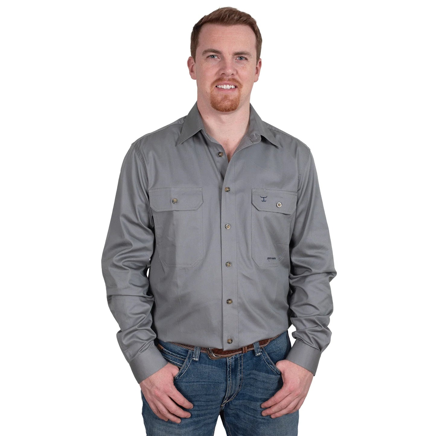 JCA Evans Mens Workshirt Steel Grey - Aitken's Saddlery