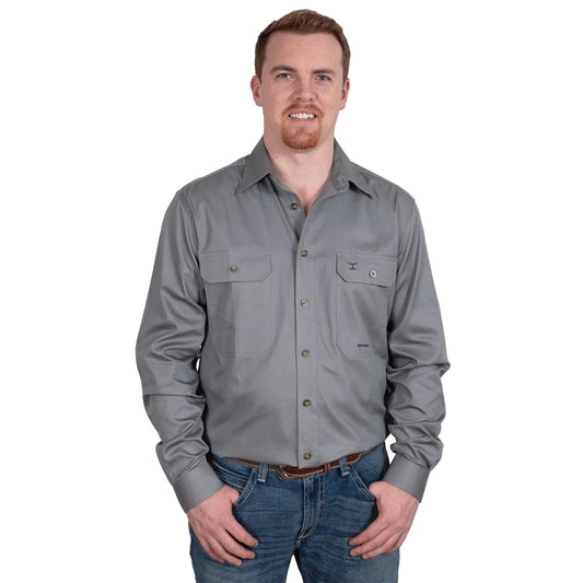 JCA Evans Mens Workshirt Steel Grey - Aitken's Saddlery