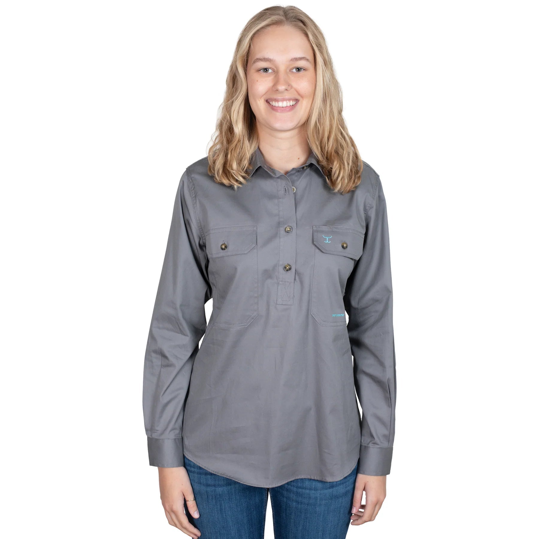 JCA Jahna Ladies Workshirt Steel Grey - Aitken's Saddlery