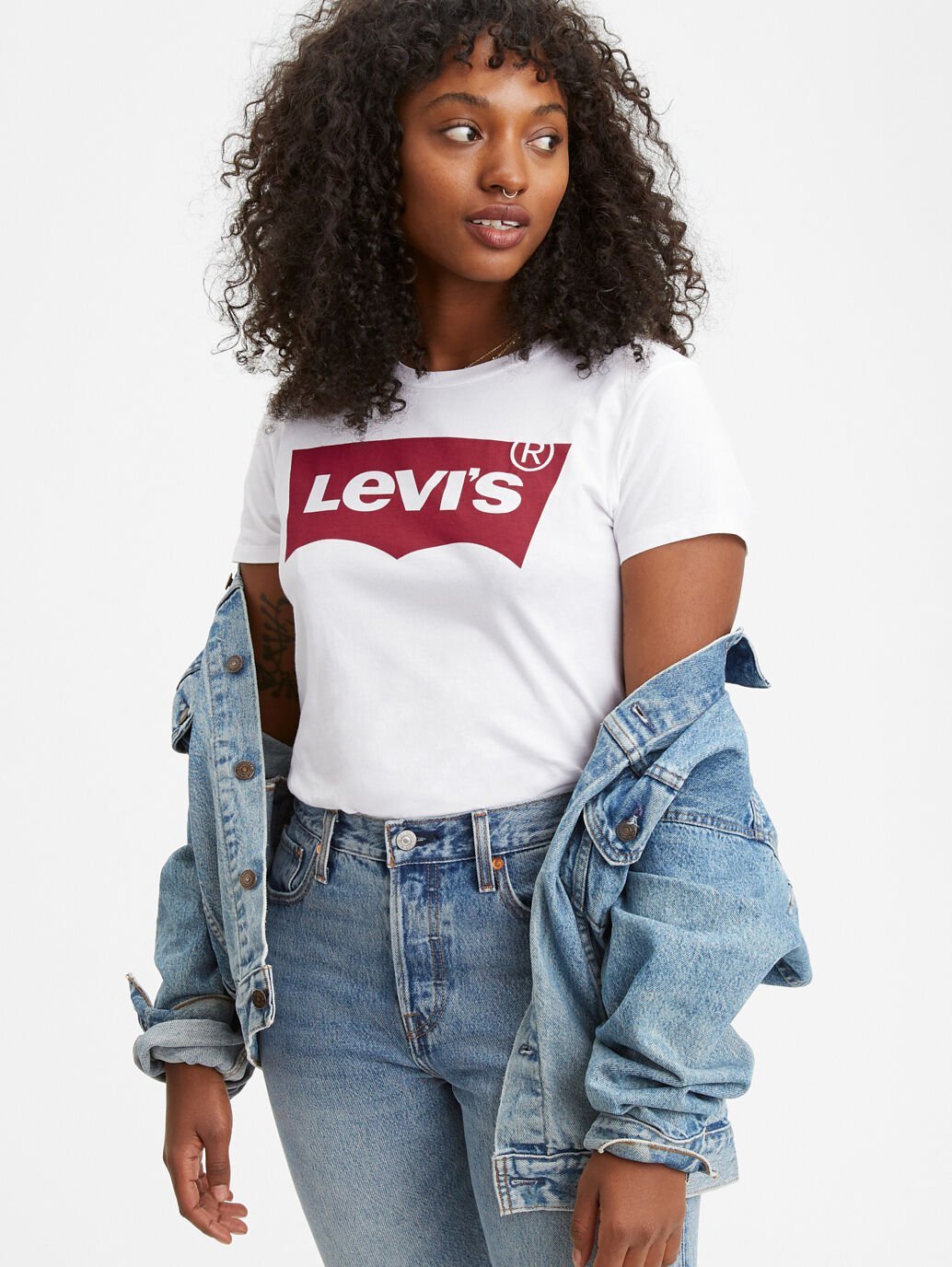 LEVI'S Women's Perfect T-Shirt Large Batwing White - Aitken's Saddlery