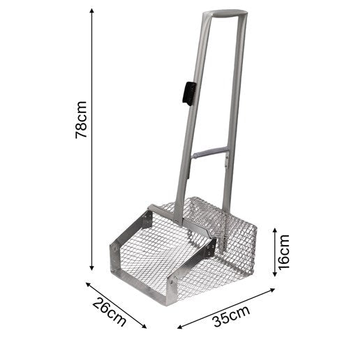 Manure Scoop Mesh with Scraper Long Deluxe - Aitken's Saddlery