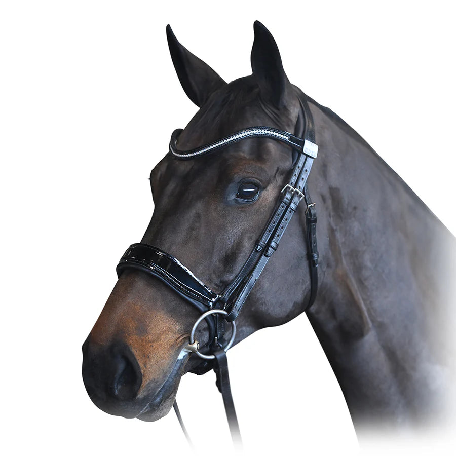 Fairfax Cavesson Bridle Patent Crystal Brow Band
