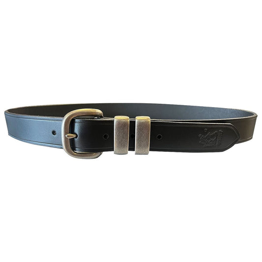 Porter 1.25 Italian Leather Belt Black with Antique Nickle - Aitken's Saddlery