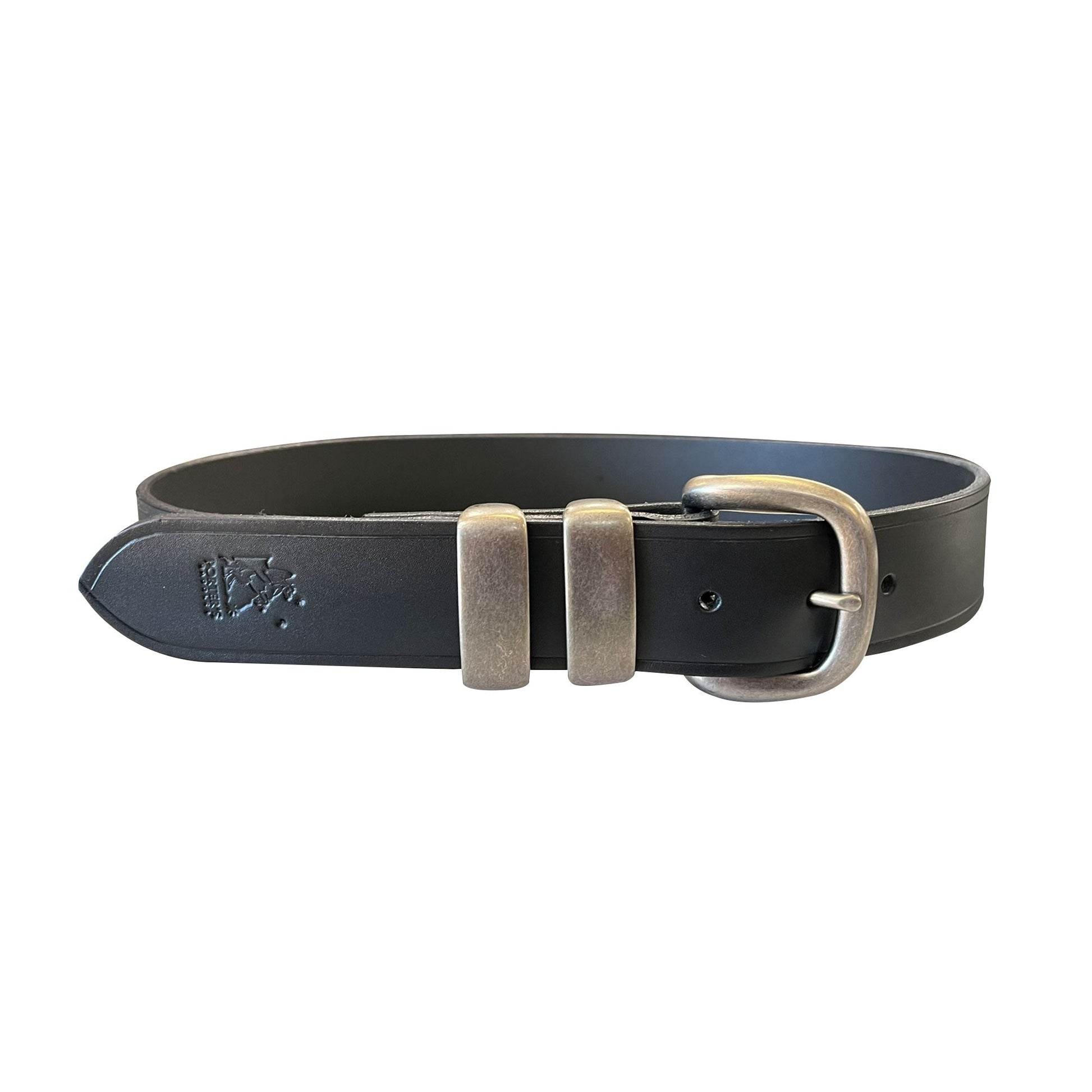 Porter 1.5 Italian Leather Belt Black with Antique Nickle - Aitken's Saddlery