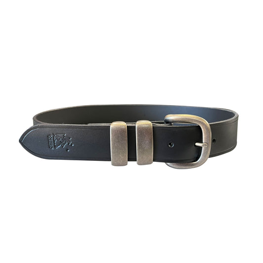 Porter 1.5 Italian Leather Belt Black with Antique Nickle - Aitken's Saddlery