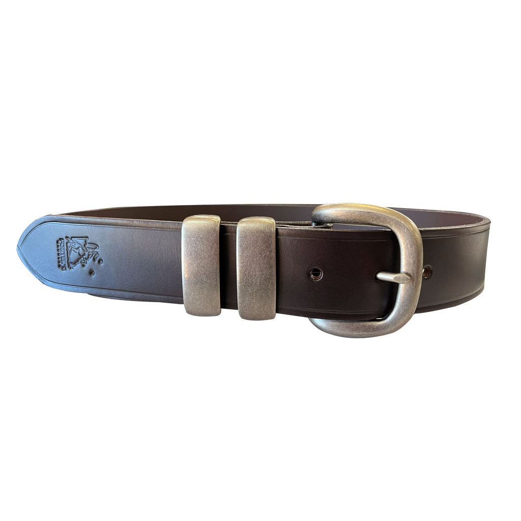 Porter 1.5 Italian Leather Belt Dark Brown with Antique Nickle - Aitken's Saddlery