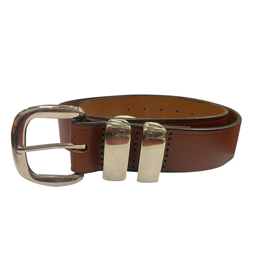 Porter 1.5 Italian Leather Belt Tan with Silver - Aitken's Saddlery