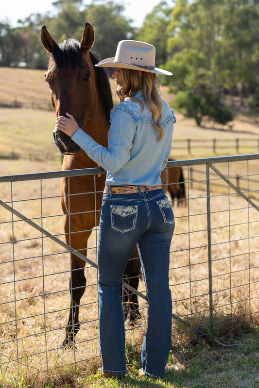 Pure Western Jay Boot Cut Ladies Jeans Indigo - Aitken's Saddlery