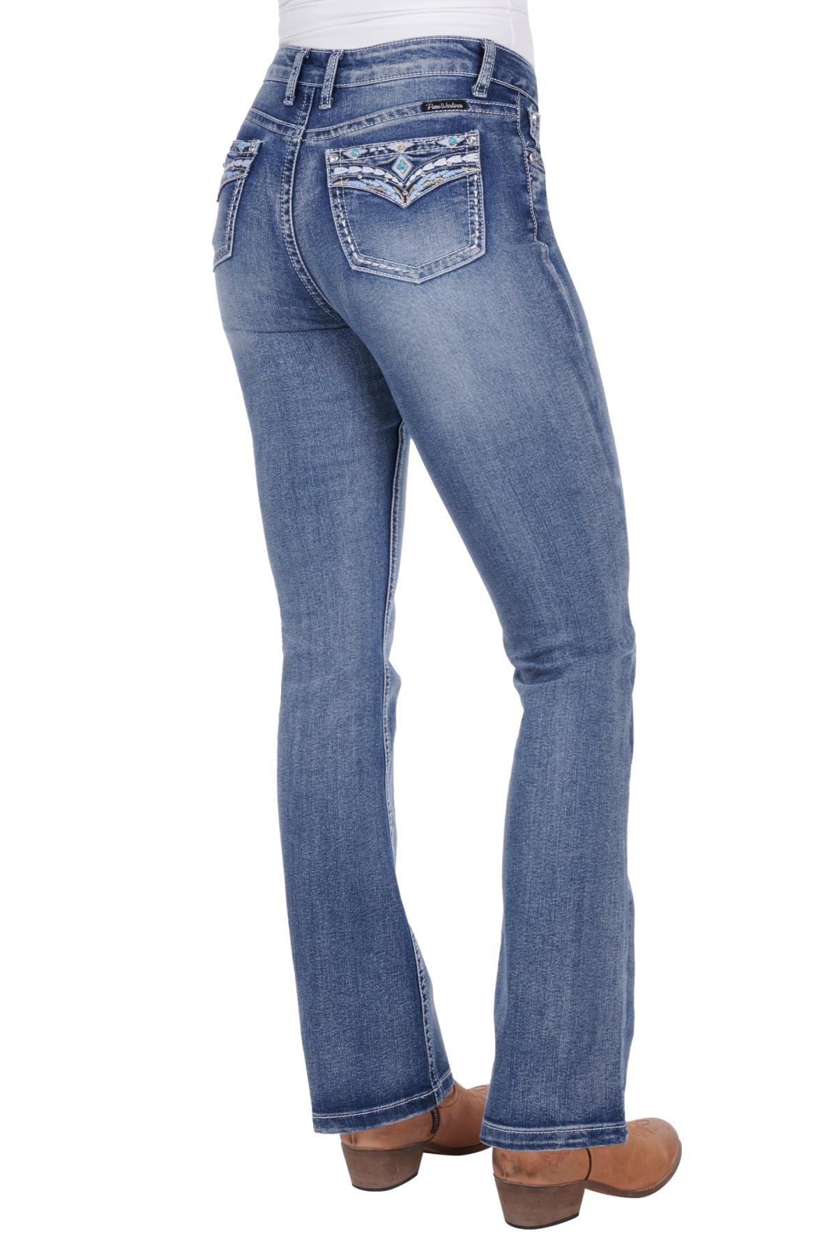 Pure Western Jemma Ladies Hi Waist Bootcut Jeans Moonshine - Aitken's Saddlery
