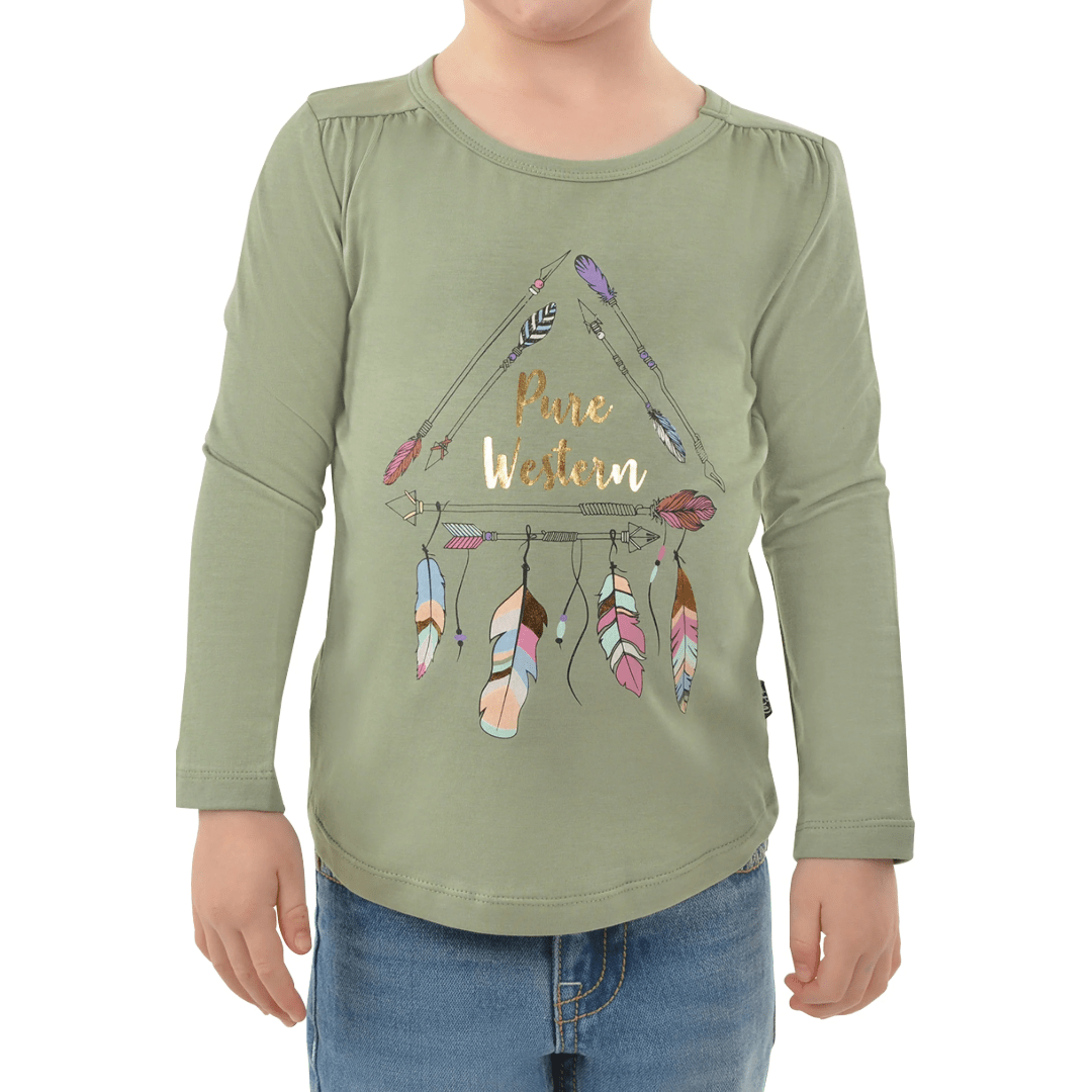 Pure Western Spike LS Girls Tee Moss - Aitken's Saddlery