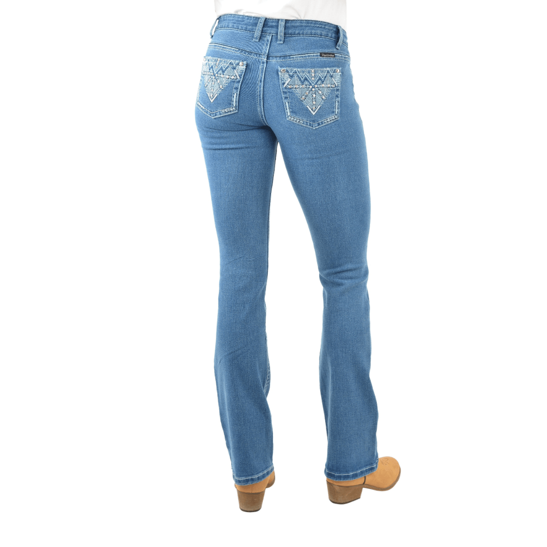Pure Western Ziggy Boot Cut Ladies Jeans Retro Blue - Aitken's Saddlery