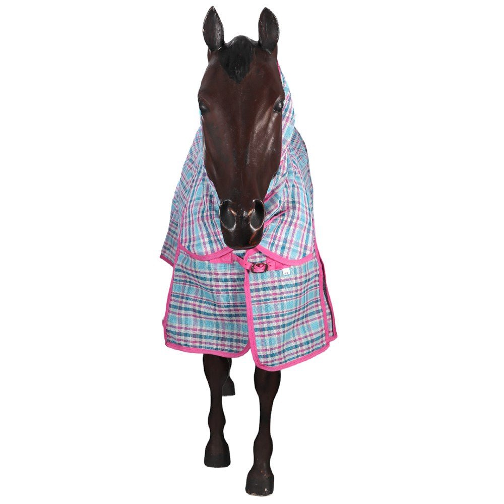 PVC Shade Mesh Horse Rug Combo Ice Blue & Pink - Aitken's Saddlery