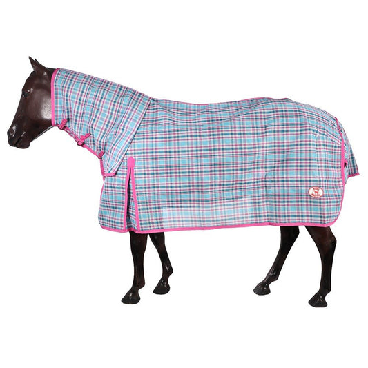PVC Shade Mesh Horse Rug Combo Ice Blue & Pink - Aitken's Saddlery