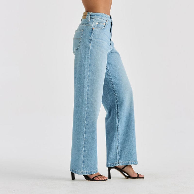 Lee Riders High Wide Leg Ladies Jeans Soft Blue