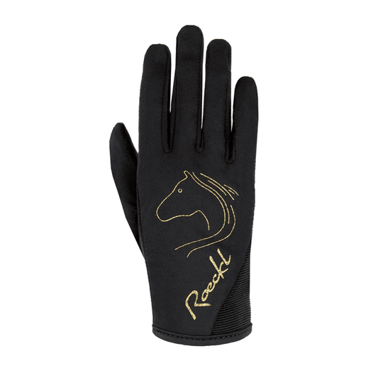 Roeckl Tyron Junior Gloves Black & Gold - Aitken's Saddlery