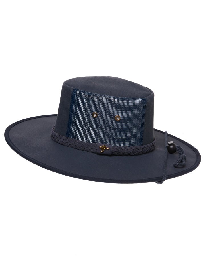 Statesman Sea Breeze 4 Part Canvas Hat Navy - Aitken's Saddlery