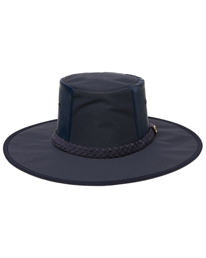 Statesman Sea Breeze 4 Part Canvas Hat Navy - Aitken's Saddlery
