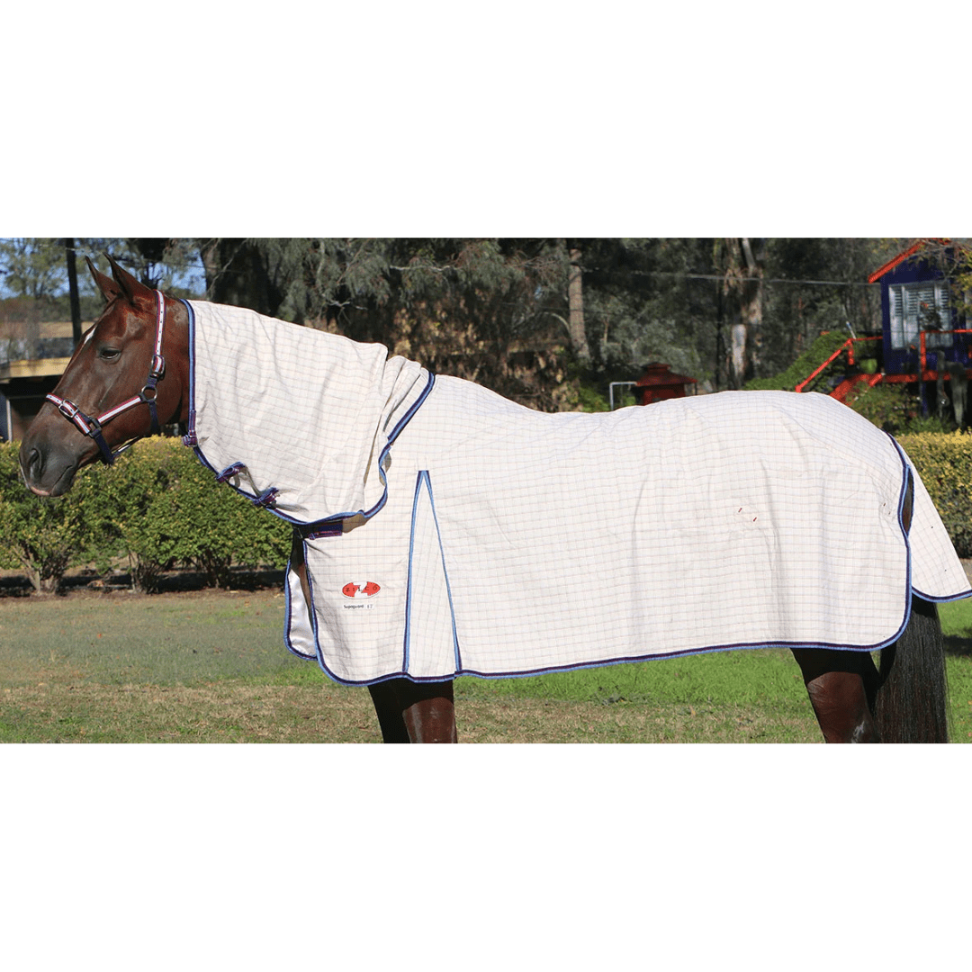 Supa Guard Detacha Combo White with Blue Red Trim - Aitken's Saddlery