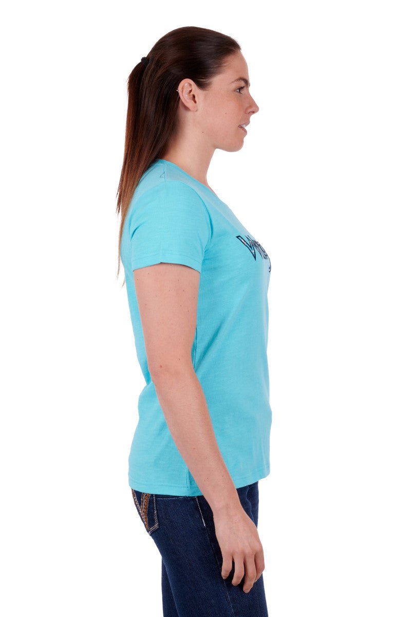 Wrangler Addison SS Ladies Tee Aqua - Aitken's Saddlery