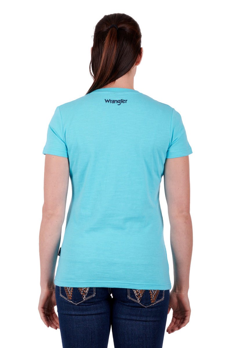 Wrangler Addison SS Ladies Tee Aqua - Aitken's Saddlery