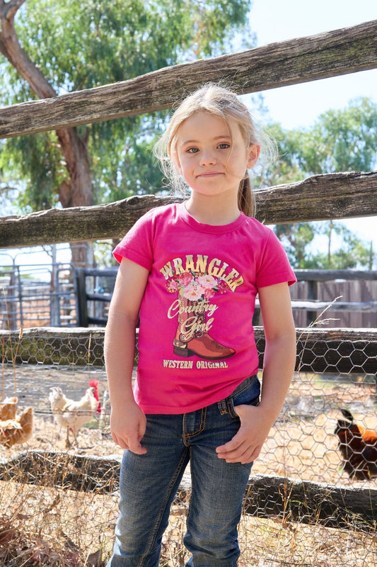 Wrangler Girls Penny SS Tee Pink - Aitken's Saddlery