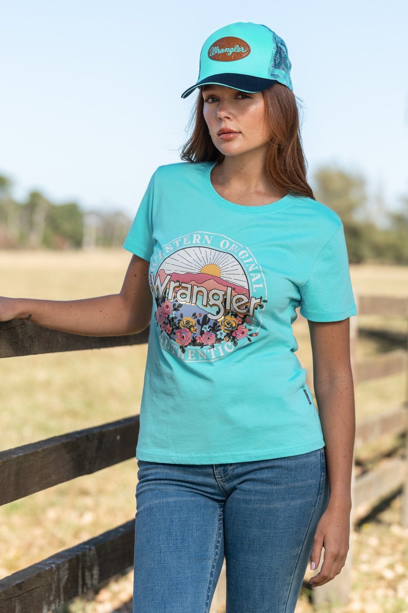 Wrangler Ladies Sara SS Tee Aqua - Aitken's Saddlery
