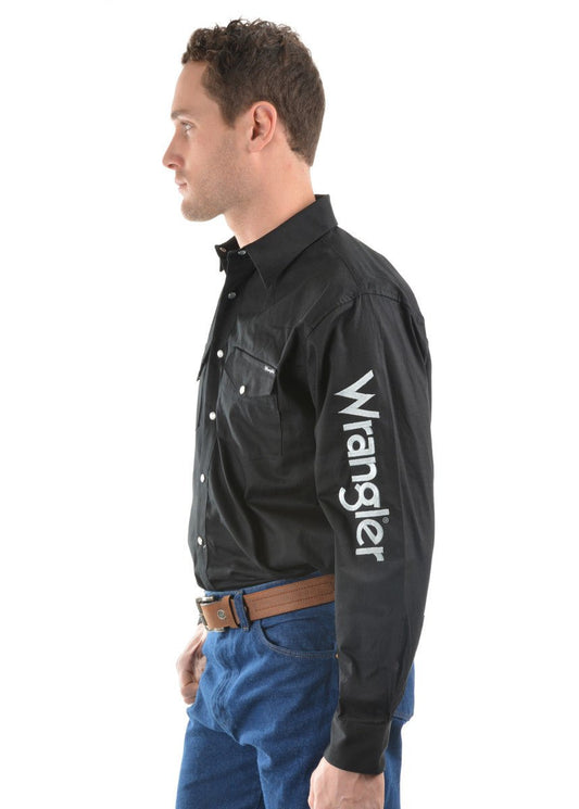 Wrangler Logo Rodeo Long Sleeve Drill Shirt - Aitken's Saddlery