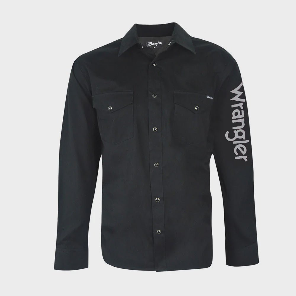 Wrangler Logo Rodeo Long Sleeve Drill Shirt - Aitken's Saddlery