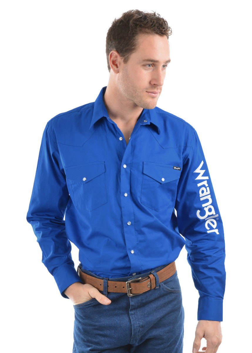 Wrangler Logo Rodeo Long Sleeve Drill Shirt - Aitken's Saddlery