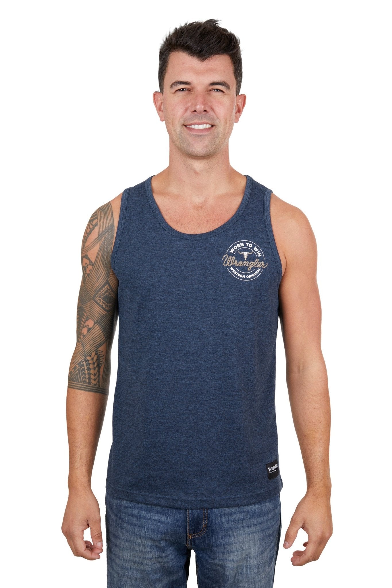 Wrangler Mens Zane Singlet Navy Marle - Aitken's Saddlery