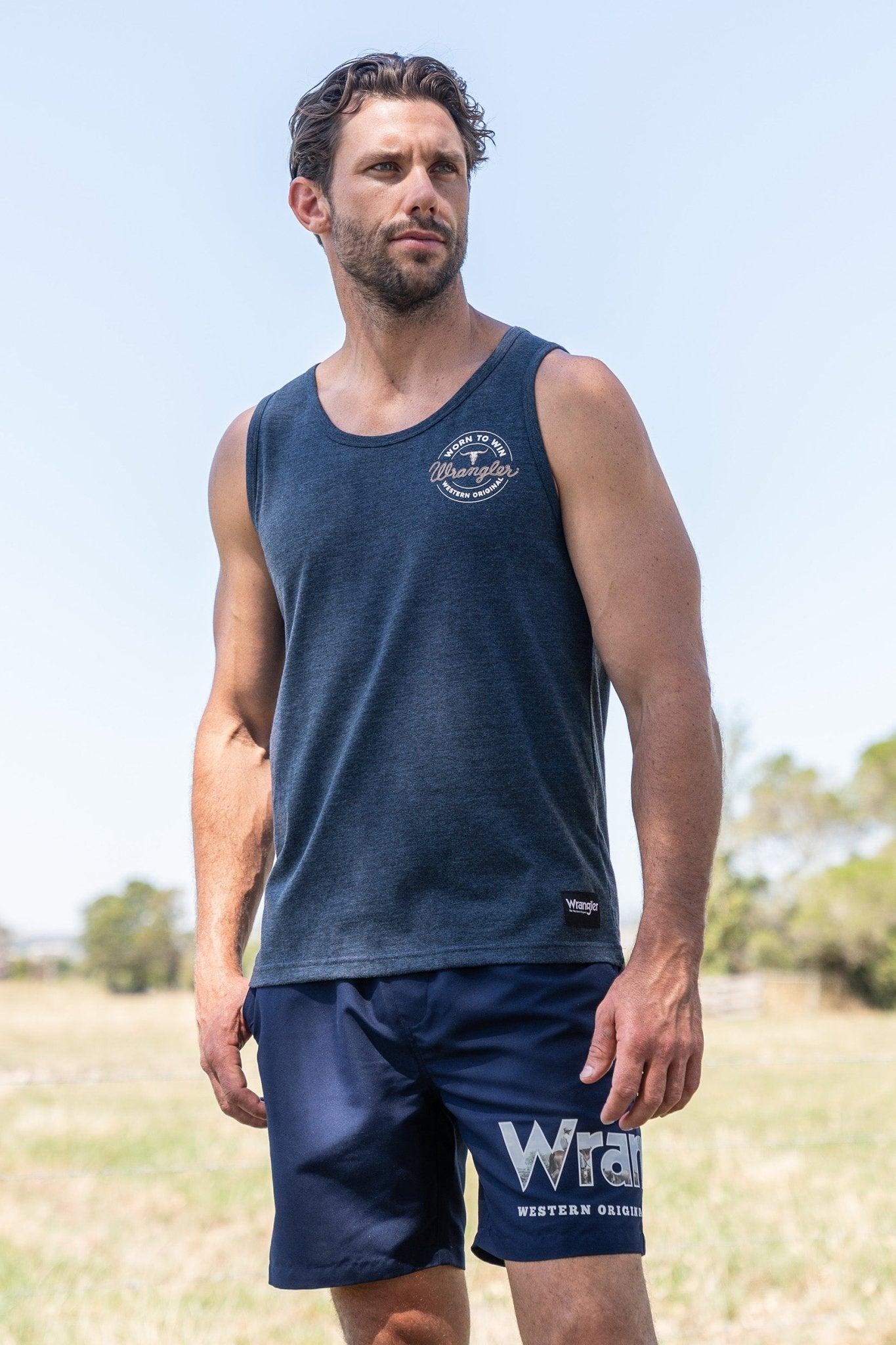 Wrangler Mens Zane Singlet Navy Marle - Aitken's Saddlery